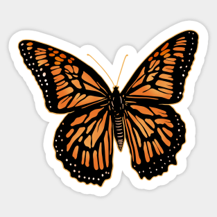 Orange and black Monarch butterfly drawing drawn with a yellow outline. Sticker